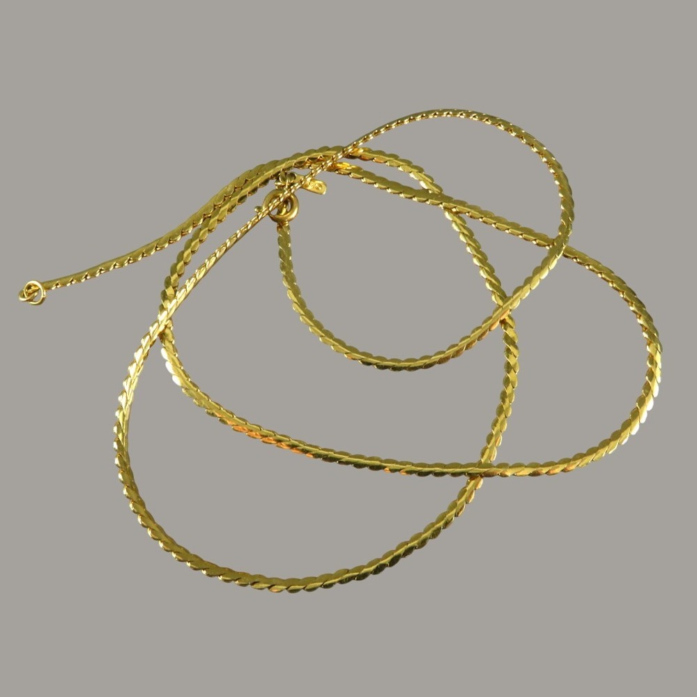 Vintage MONET GOLD TONE NECKLACE Serpentine Chain 24" LONG x 2mm CLASSIC STYLE